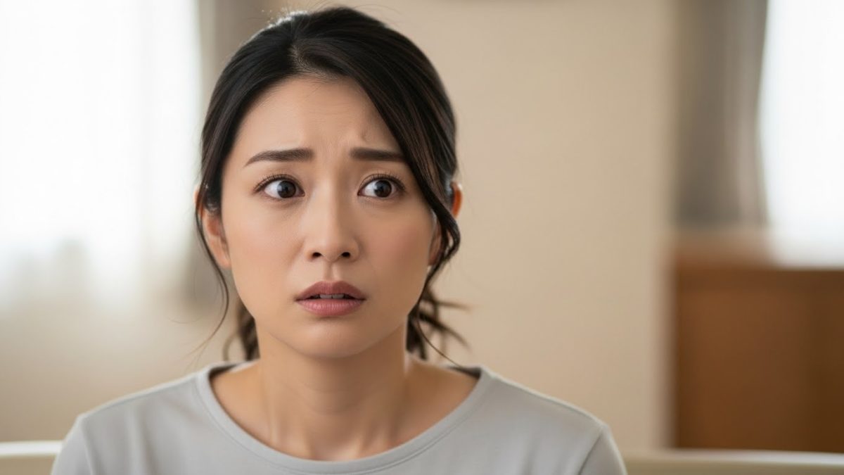 不安な表情の女性