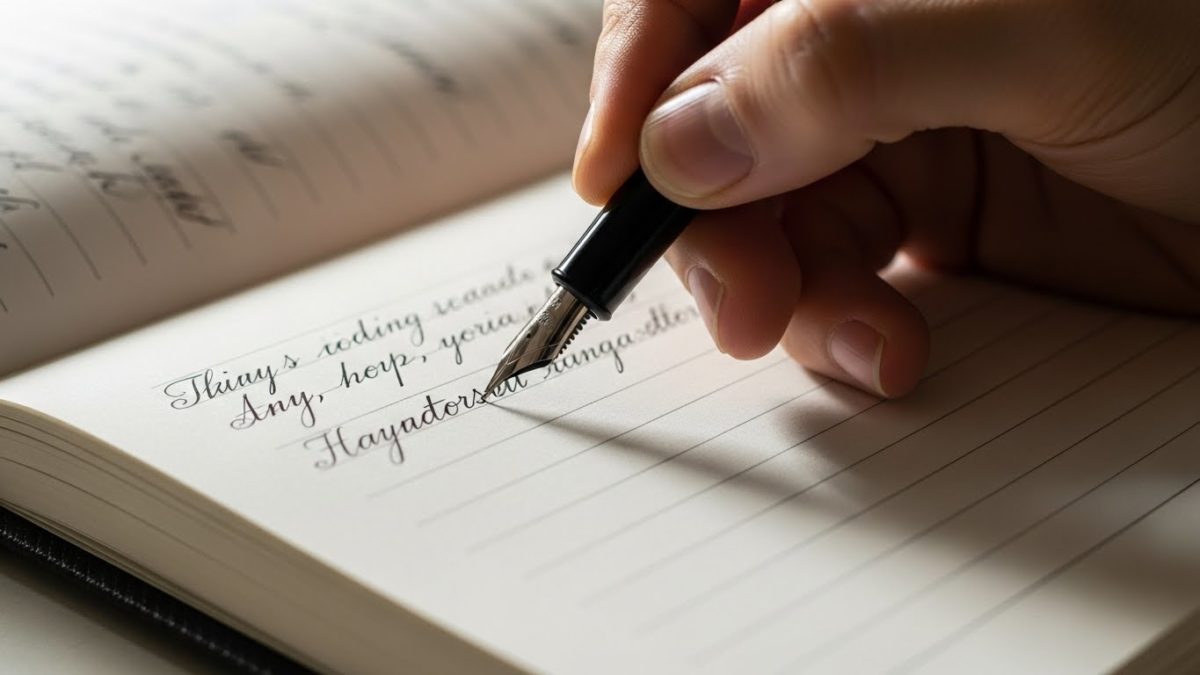 ノートに気持ちを書き出す様子