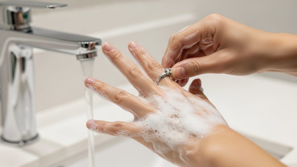 輪のサイズ感を確かめる様子