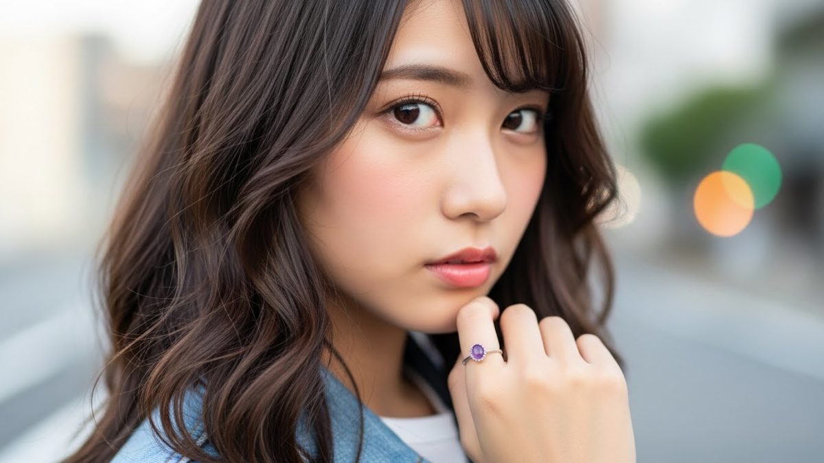 右手の中指に指輪をつけ、外部からの影響を遮断しようとする意志ある表情