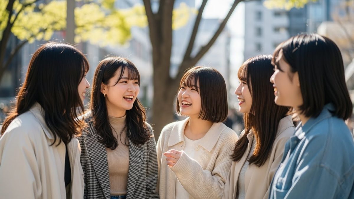 友人と対等な関係で、リラックスして会話を楽しんでいる様子