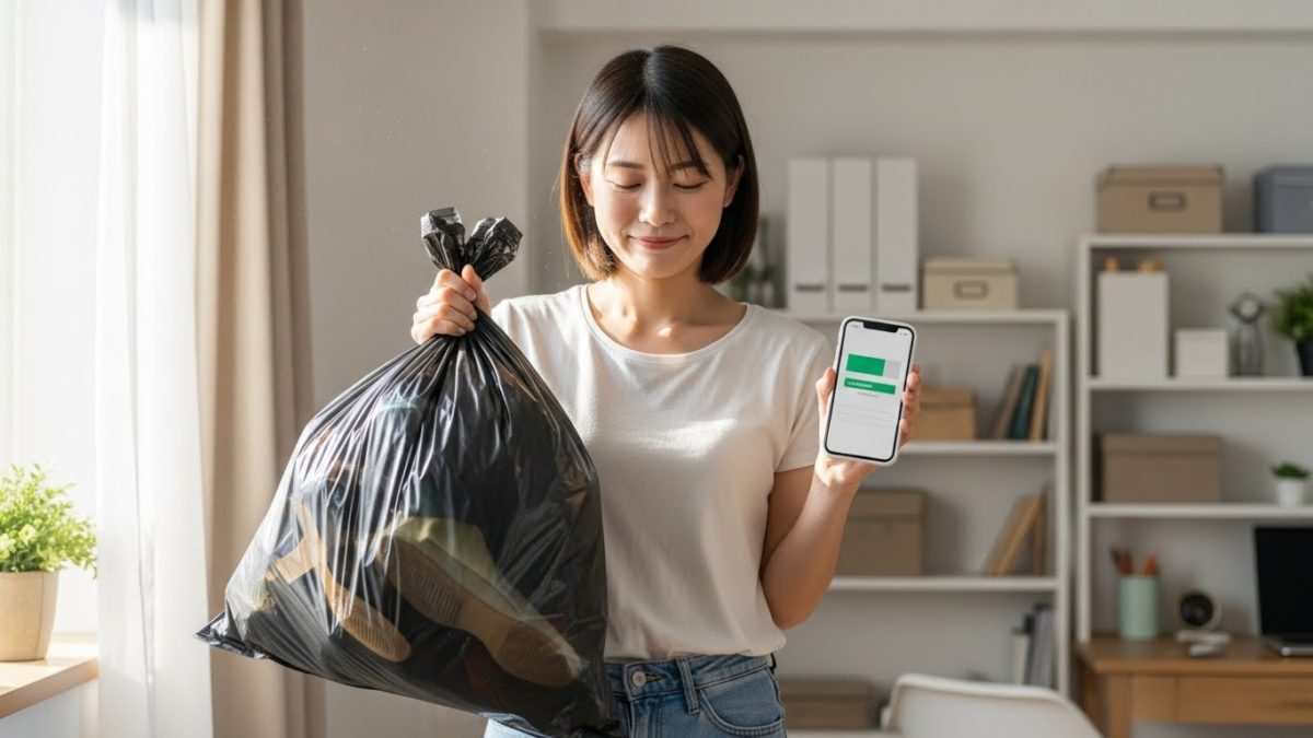 スマホの中の人間関係や情報を整理し、デジタルデトックスを行って心を軽くする様子