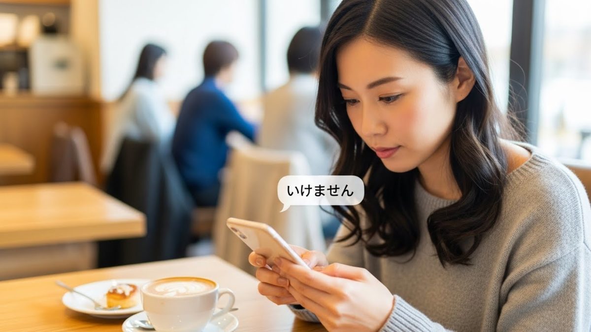 気乗りしない誘いに対して、罪悪感を持たずに丁寧にお断りの連絡を入れている女性の手元