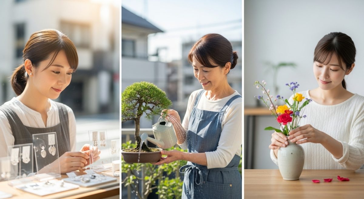 窓辺で指輪や小物を手に取り、穏やかな表情を浮かべる女性