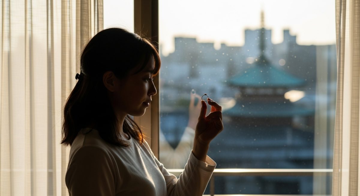指輪を見つめる女性のイメージ