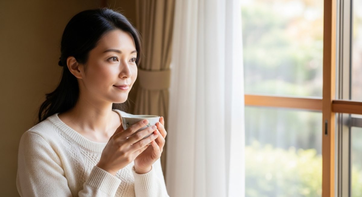 光の差し込む部屋で心を整える女性